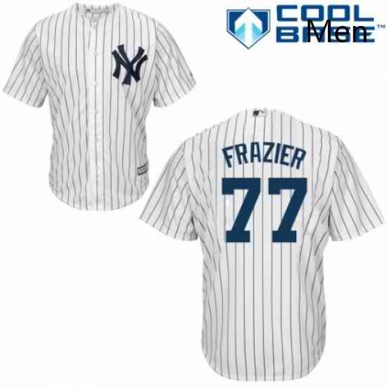 Mens Majestic New York Yankees 77 Clint Frazier Replica White Home MLB Jersey